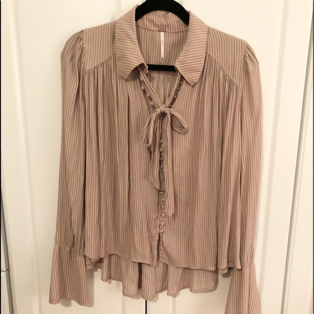 Free People tie neck blouse